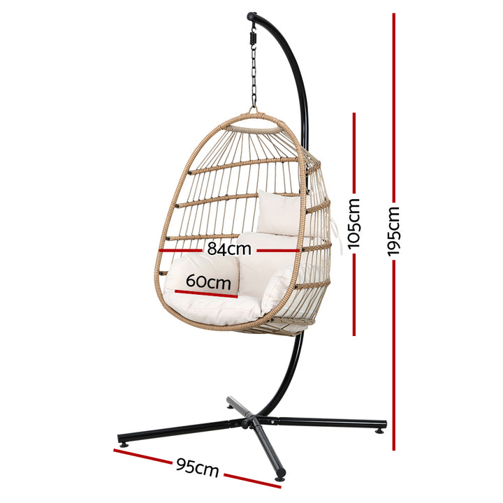 Gardeon Egg Swing Chair Hammock With Stand Outdoor Furniture Hanging Wicker Seat