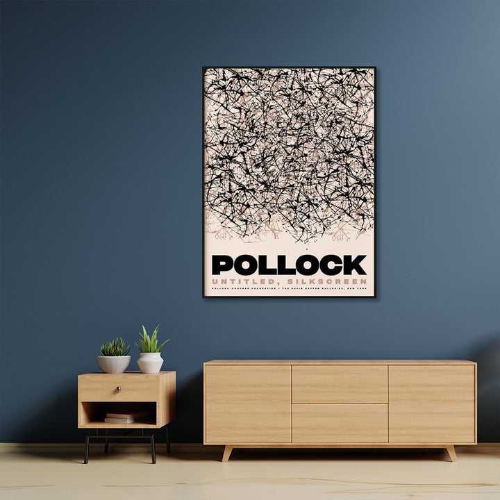 Wall Art 100cmx150cm Jackson Pollock Exhibition II Black Frame Canvas