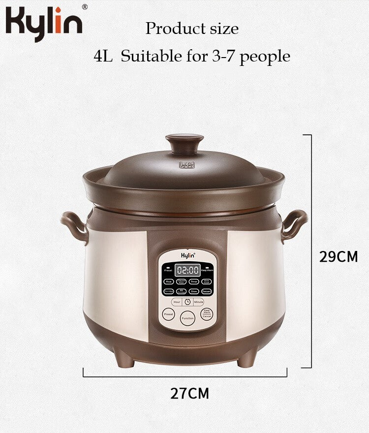 Kylin Electric Purple Clay Pot Slow Cooker 4L