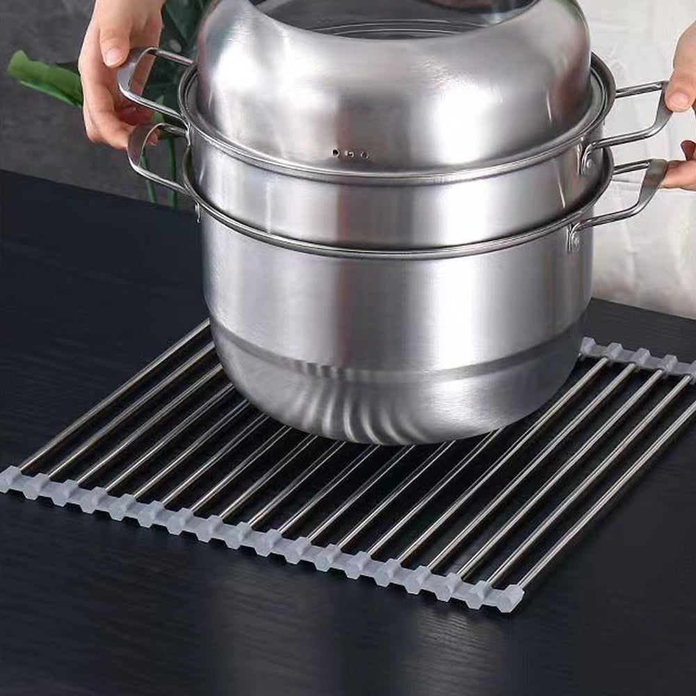 Kitchen Roll-Up Dish Drying Rack Foldable Drainer Over Sink 304-Stainless Steel (Small:47*24cm)