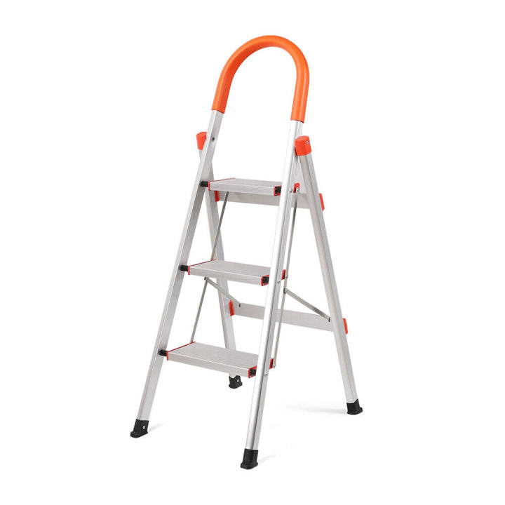 3 Step Ladder Multi Purpose Household Office Foldable Non Slip Aluminium